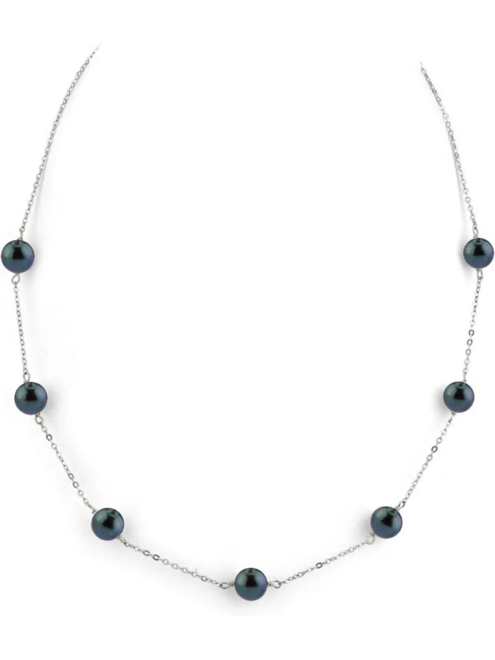 Genuine Black Akoya Pearl Tincup Necklace in 14K Gold - Elegant Women's Jewelry